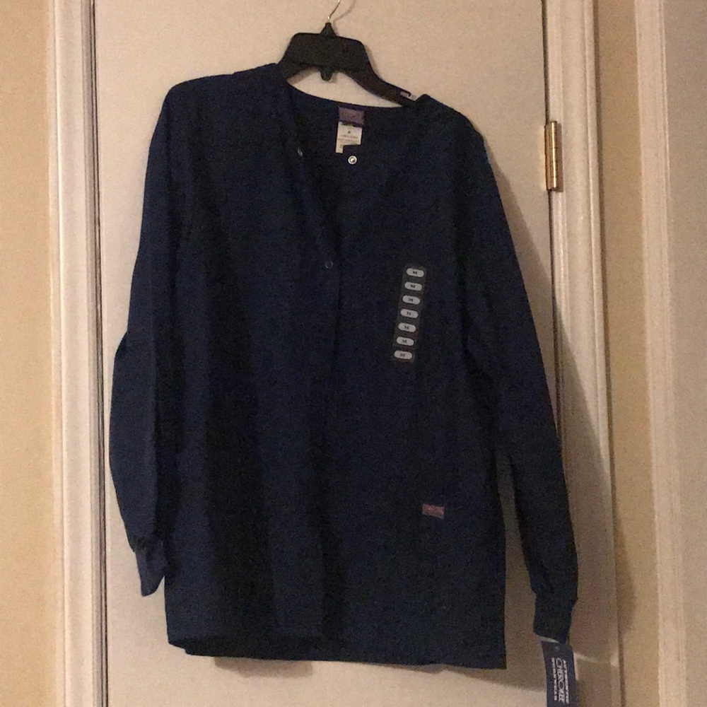 Navy scrub top/jacket NWT